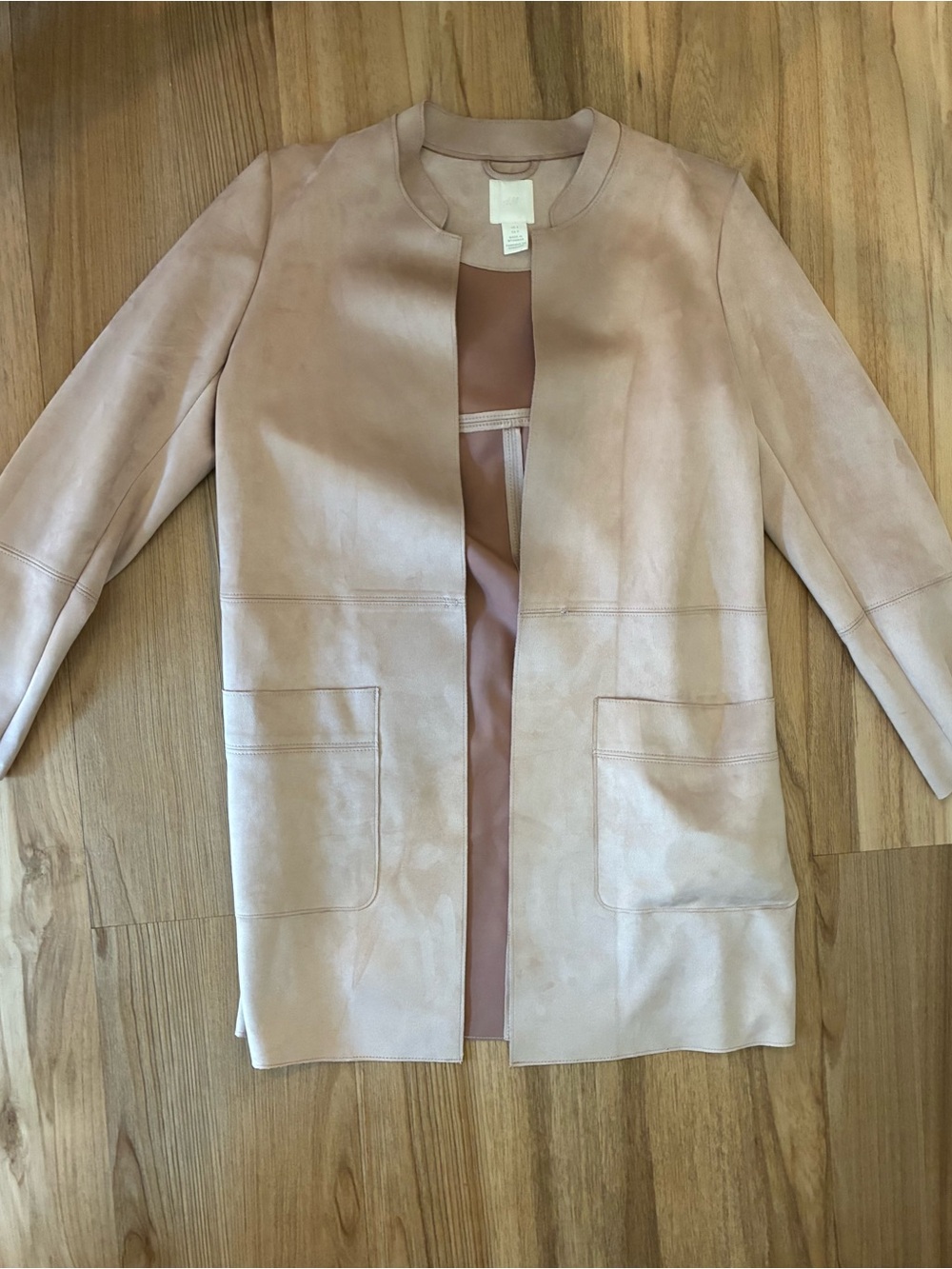H&M Blush Open-Front Long Blazer With Clasp